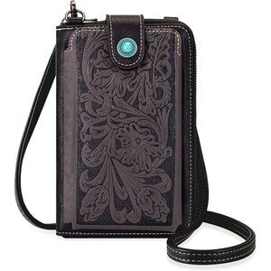 Small Crossbody Bag Vegan Leather Western Handbag with Cash Slots for Women